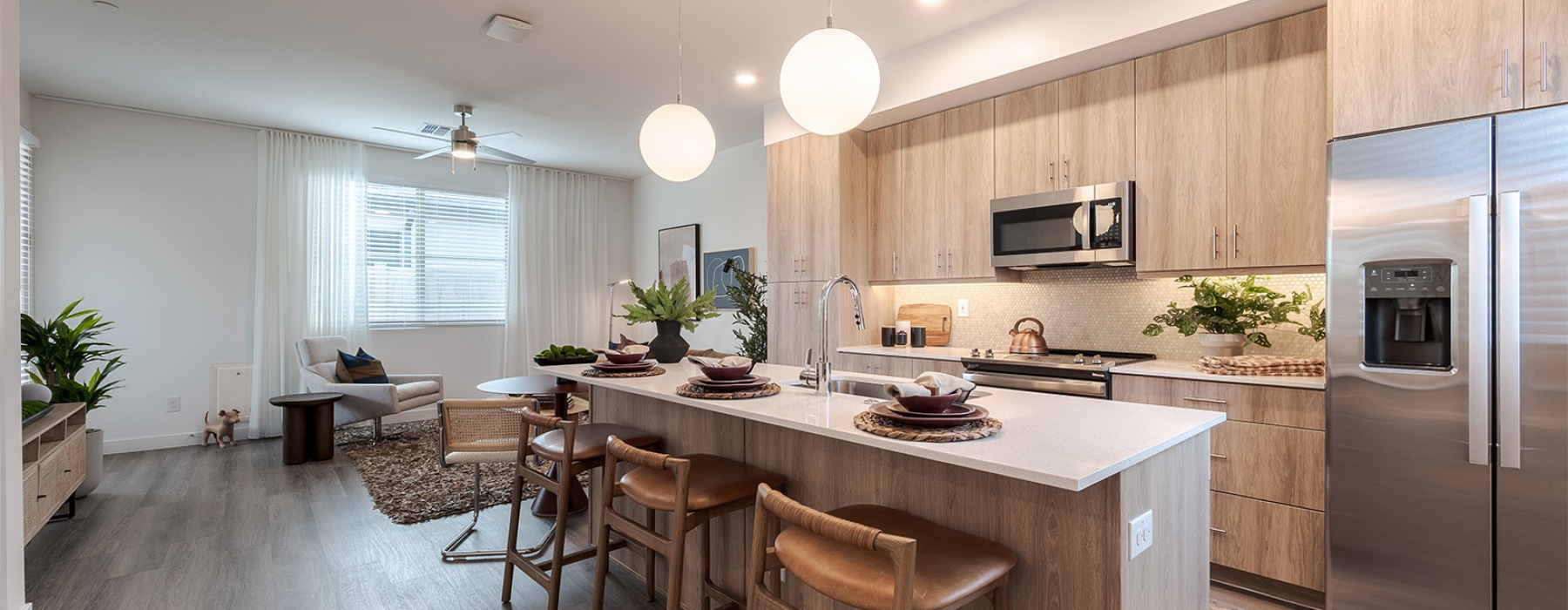 a kitchen with a large prep island