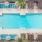 an aerial shot of a swimming pool